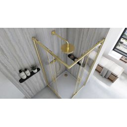 Rea City kabina prysznicowa 77,5x77,5 cm kwadratowa złoty szczotkowany/szkło przezroczyste REA-K6444