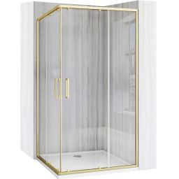 Rea City kabina prysznicowa 77,5x97,5 cm prostokątna złoty szczotkowany/szkło przezroczyste REA-K6449