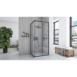Rea City kabina prysznicowa 87,5x87,5 cm kwadratowa czarny mat/szkło przezroczyste REA-K6446