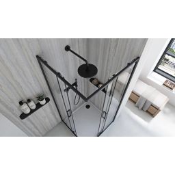 Rea City kabina prysznicowa 87,5x87,5 cm kwadratowa czarny mat/szkło przezroczyste REA-K6446