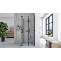 Rea City kabina prysznicowa 87,5x87,5 cm kwadratowa czarny mat/szkło przezroczyste REA-K6446
