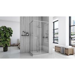 Rea City kabina prysznicowa 77,5x97,5 cm prostokątna srebrny szczotkowany/szkło przezroczyste