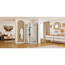 Rea Hugo Black kabina prysznicowa 80x80 cm kwadratowa czarny/szkło przezroczyste REA-K6600