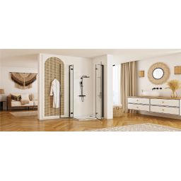 Rea Hugo Black kabina prysznicowa 80x80 cm kwadratowa czarny/szkło przezroczyste REA-K6600