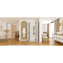 Rea Hugo Black kabina prysznicowa 80x80 cm kwadratowa czarny/szkło przezroczyste REA-K6600