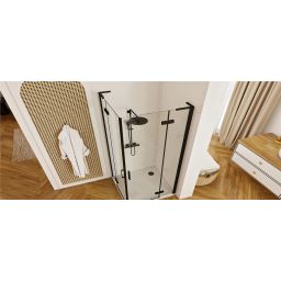 Rea Hugo Black kabina prysznicowa 80x80 cm kwadratowa czarny/szkło przezroczyste REA-K6600