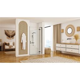 Rea Hugo drzwi prysznicowe 80 cm uchylne czarny mat/szkło przezroczyste REA-K6603