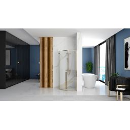 Rea Diamond Gold kabina prysznicowa 100x100 cm pięciokątna złoty/szkło przezroczyste REA-K6616