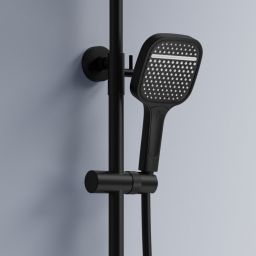 Rea Bari zestaw prysznicowy ścienny z deszczownicą czarny mat REA-P0891