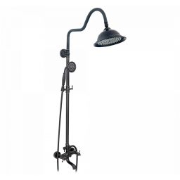 Rea Retro Old Black zestaw wannowo-prysznicowy ścienny z deszczownicą czarny REA-P2366