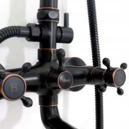 Rea Retro Old Black zestaw wannowo-prysznicowy ścienny z deszczownicą czarny REA-P2366