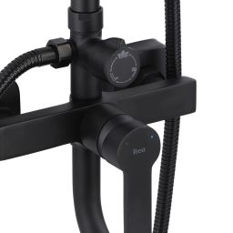 Rea Argus zestaw wannowo-prysznicowy ścienny z deszczownicą czarny REA-P2389