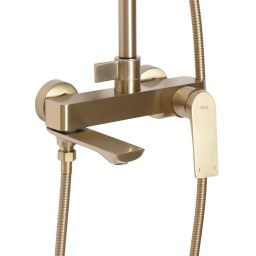 Rea Avalon zestaw wannowo-prysznicowy ścienny z deszczownicą złoty szczotkowany REA-P2400