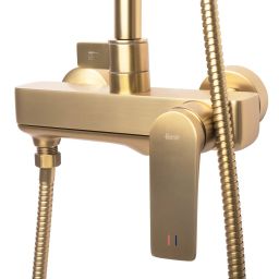 Rea Avalon zestaw wannowo-prysznicowy ścienny z deszczownicą złoty szczotkowany REA-P2400