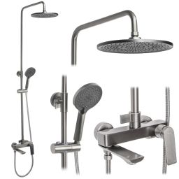 Rea Avalon zestaw wannowo-prysznicowy ścienny z deszczownicą tytan REA-P2401