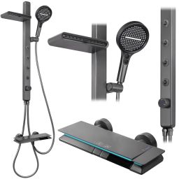 Rea Karl zestaw łazienkowy ścienny termostatyczny tytan REA-P4880