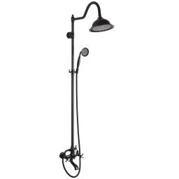 Rea Bergamo zestaw prysznicowy ścienny z deszczownicą czarny REA-P5001