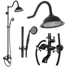 Rea Bergamo zestaw prysznicowy ścienny z deszczownicą czarny REA-P5001