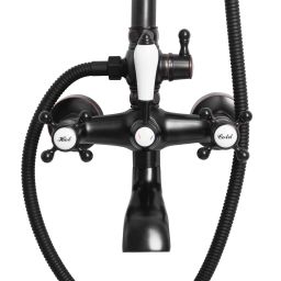 Rea Bergamo zestaw prysznicowy ścienny z deszczownicą czarny REA-P5001