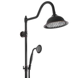 Rea Bergamo zestaw prysznicowy ścienny z deszczownicą czarny REA-P5001