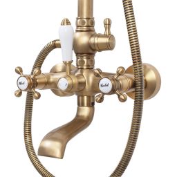 Rea Bergamo zestaw prysznicowy ścienny z deszczownicą brąz antyczny REA-P5002