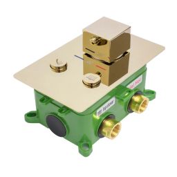 Rea Fenix zestaw prysznicowy podtynkowy termostatyczny z deszczownicą złoty REA-P6324