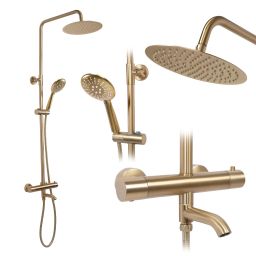 Rea Lungo zestaw wannowo-prysznicowy ścienny termostatyczny złoty REA-P6604