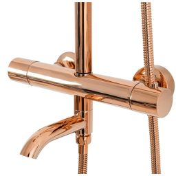 Rea Lungo zestaw wannowo-prysznicowy ścienny termostatyczny różowe złoto REA-P6606