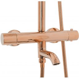 Rea Lungo zestaw wannowo-prysznicowy ścienny termostatyczny różowe złoto REA-P6606