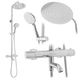 Rea Lungo zestaw wannowo-prysznicowy ścienny termostatyczny z deszczownicą chrom REA-P6607