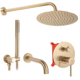 Rea Lungo zestaw wannowo-prysznicowy podtynkowy złoty szczotkowany REA-P6609