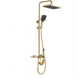 Rea Helix zestaw prysznicowy ścienny z deszczownicą i słuchawką typu bidetta złoty REA-P6619