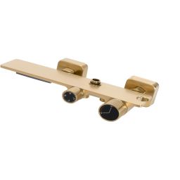 Rea Helix zestaw prysznicowy ścienny z deszczownicą i słuchawką typu bidetta złoty szczotkowany REA-P6621