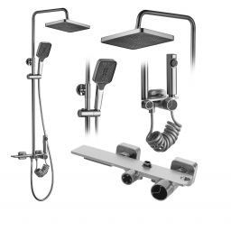 Rea Helix zestaw prysznicowy ścienny z deszczownicą i słuchawką typu bidetta nikiel szczotkowany REA-P6622