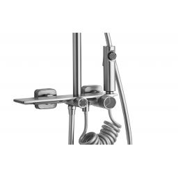 Rea Helix zestaw prysznicowy ścienny z deszczownicą i słuchawką typu bidetta nikiel szczotkowany REA-P6622