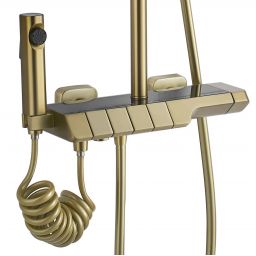 Rea Rob zestaw prysznicowy ścienny termostatyczny z deszczownicą złoty REA-P6623