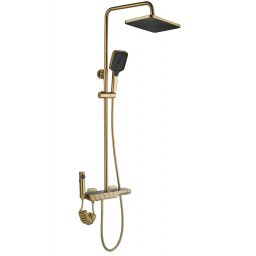 Rea Rob zestaw prysznicowy ścienny termostatyczny z deszczownicą złoty REA-P6623