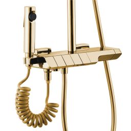 Rea Rob zestaw prysznicowy ścienny termostatyczny z deszczownicą złoty REA-P6625