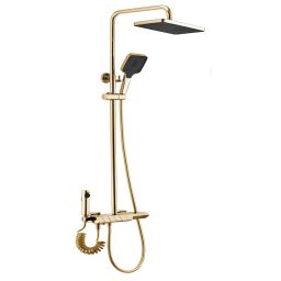 Rea Rob zestaw prysznicowy ścienny termostatyczny z deszczownicą złoty REA-P6625