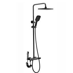 Rea Rob zestaw prysznicowy ścienny termostatyczny z deszczownicą czarny REA-P6627