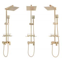Rea Jack zestaw wannowo-prysznicowy ścienny z deszczownicą złoty szczotkowany REA-P7050