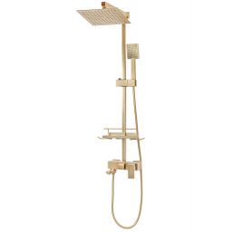 Rea Jack zestaw wannowo-prysznicowy ścienny z deszczownicą złoty szczotkowany REA-P7050