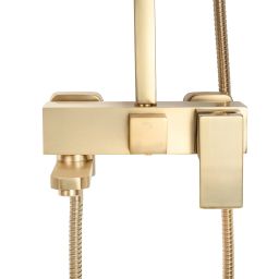 Rea Jack zestaw wannowo-prysznicowy ścienny z deszczownicą złoty szczotkowany REA-P7050
