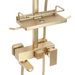Rea Jack zestaw wannowo-prysznicowy ścienny z deszczownicą złoty szczotkowany REA-P7050