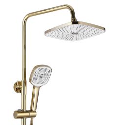 Rea Argus zestaw wannowo-prysznicowy ścienny z deszczownicą złoty REA-P7840