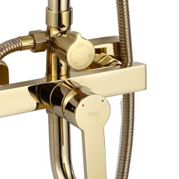 Rea Argus zestaw wannowo-prysznicowy ścienny z deszczownicą złoty REA-P7840