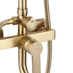 Rea Argus zestaw wannowo-prysznicowy ścienny z deszczownicą złoty REA-P7841