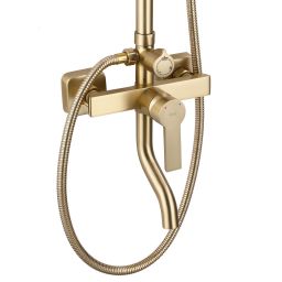 Rea Argus zestaw wannowo-prysznicowy ścienny z deszczownicą złoty REA-P7841