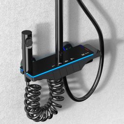 Rea Savio zestaw prysznicowy ścienny z deszczownicą czarny REA-P8410