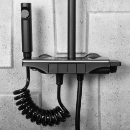 Rea Savio zestaw prysznicowy ścienny z deszczownicą czarny REA-P8410